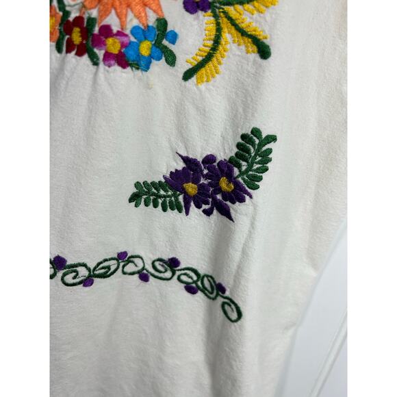 Zaros Artesanias Vestido/Kimonas Hand Made Embroidered Dress White Sz L hippie - Picture 10 of 11